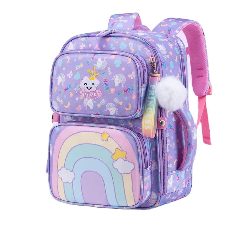 happy hues Unicorn School Bag for Girls (Class 1-5)- Stylish School Bag for Girls, Kawaii School Bags, Lightweight Large Capacity Bag for Girl Kids, Travel Bag (40 X 30 X 15 CM)-Rainbow Purple-picture-43