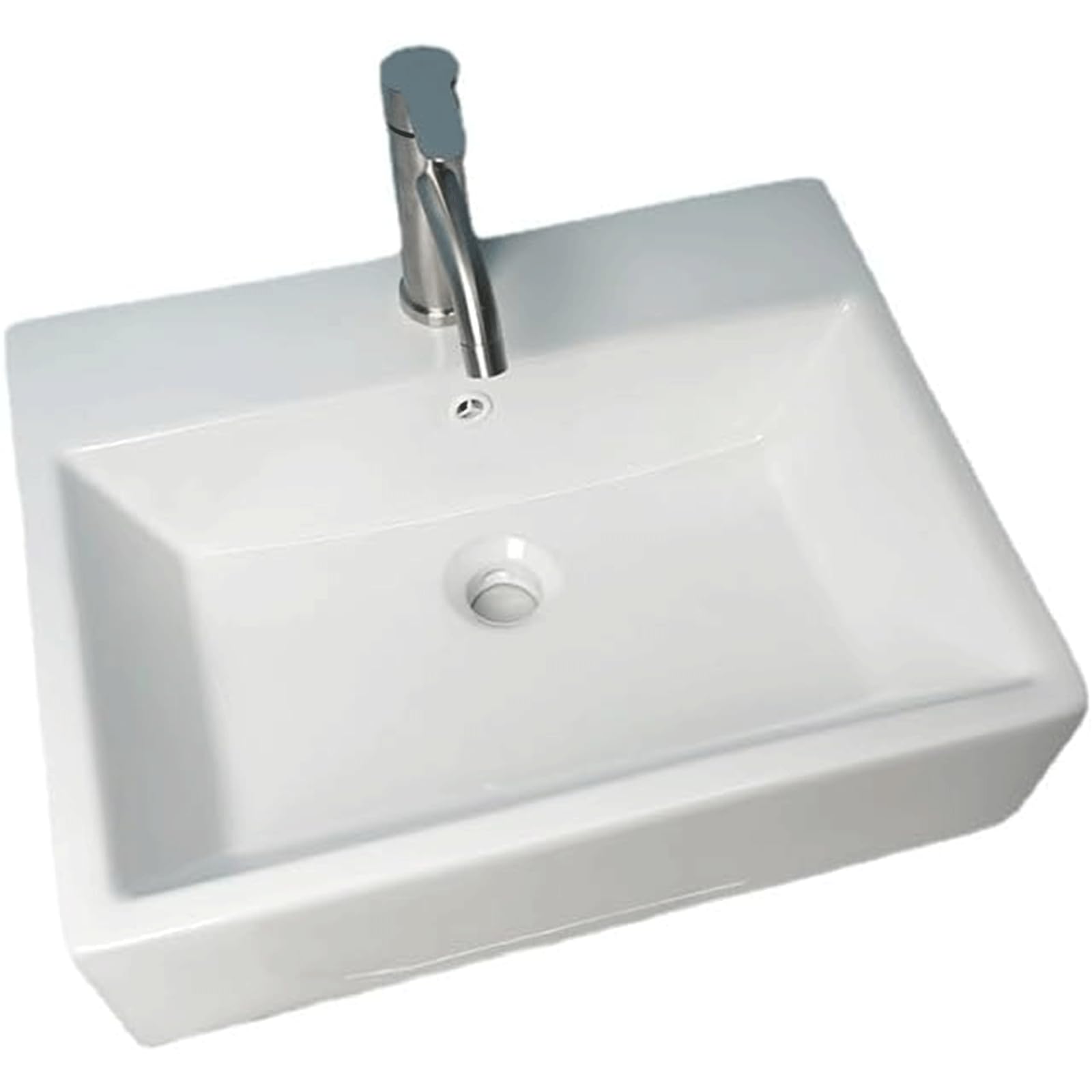 Lavandino da bagno rettangolare in ceramica bianca moderno, design elegante, perfetto per la ristrutturazione della casa e interni moderni