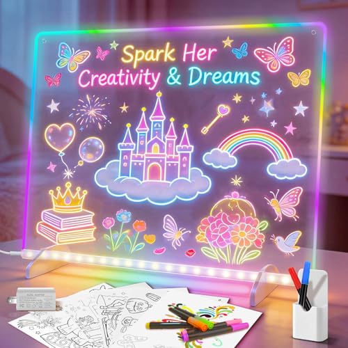 Lumiboard Led Drawing Board with 8 Colors, 13'x10' Acrylic Dry Erase Board with 13 Light Effects, Glow Doodle...