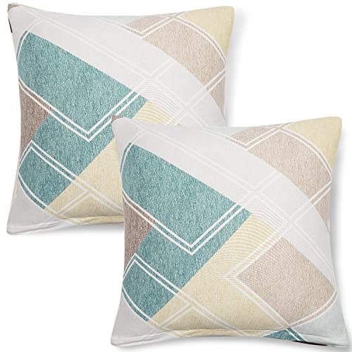 Image of HOKIPO Polyester Blend Stretchable Cushion Cover for Sofa 16x16, Pack of 2 (AR-4098-D21*2), (40 x 40cm),Multicolor