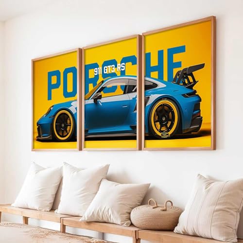 Image of kotart Big Sports Cars Framed Posters Gift Items for Boys Room Wall Decoration Bedroom Living Room Office Studio Decor | Car Poster Frame for Wall Decor Set Of 3 Size (19 X 25 inch)