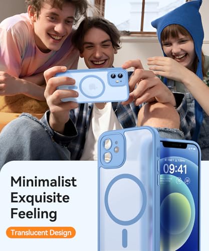 Image of CANSHN Magnetic for iPhone 12 Mini Case, Upgraded [Full Camera Protection] [Compatible with Magsafe] [Translucent Matte] Shockproof Protective Phone Case for iPhone 12 Mini 5.4 inch - Light Blue