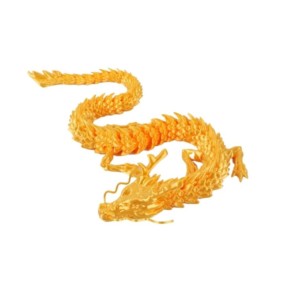 Diyouke Articulated 3D Printed Dragon Figurine, Fully Movable Joints Dragon Statue for Desktop Home Decor, 30cm(Jinlong)