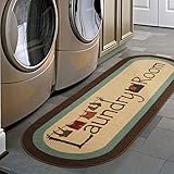 Ottomanson Text Laundry Collection, 20' X 59' Oval, Brown