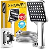 Retoo Duschkopf mit Schlauch – Hochdruck Handbrause Wassersparend, Mehrere Strahlarten, Druckerhöhend, Anti-Kalk Filter, Regendusche Kopf, 120cm Edelstahl Duschschlauch, Für Bad & Dusche, Massage