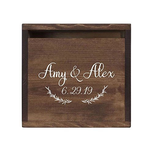LifeSong Milestones Personalized First Names with Branches Rustic Wooden Wedding Card Box Custom Card Holder with Front Slot for Newlyweds Couples Reception 13.5â€ L x 12â€ W x 12.5â€ T (Walnut)