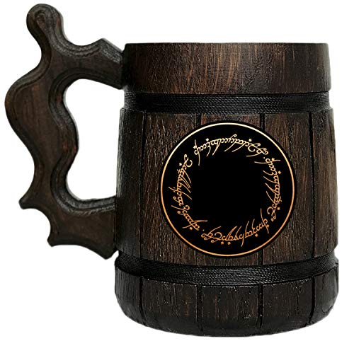 One Ring Mug. Lord Rings Gift. Tankard. Wood Beer Steins. Beer Tankard Christmas Presents for Dad/Birthday gift for Husband #47/0.6L / 22 ounces
