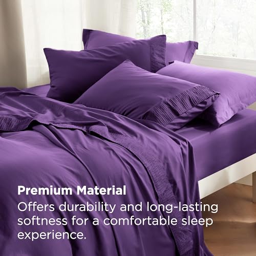 Image of Bedsure Twin XL Sheets Dorm Bedding - 3 Pieces Soft Extra Long Twin Sheets, Breathable & Cooling Bed Sheets Set, Oeko Tex, Easy Care Microfiber for Women, Men, Purple