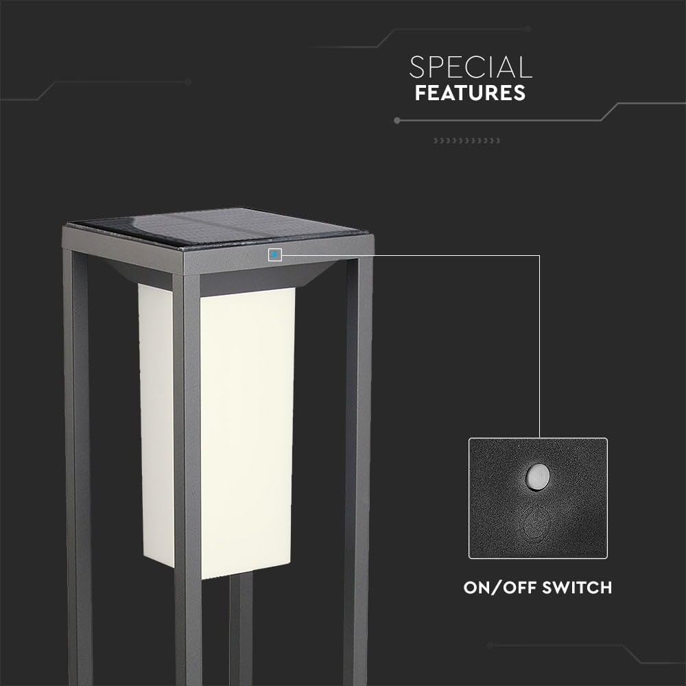 Piquet de jardin LED solar Samsung V-tac VT-66 - socle - anthracite - 3000K
