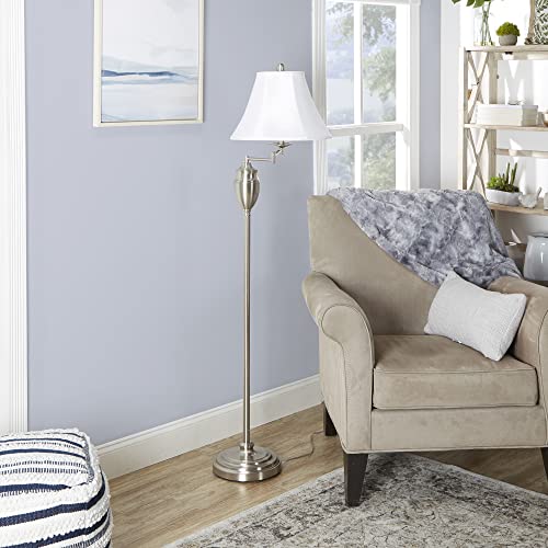 Decor Therapy Wellington Steel Swing Arm Floor Lamp, Brushed Steel #TOP6