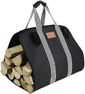 MyFirePlaceDirect Heavy Firewood Log Carrier Tote, Oxford Canvas Fabric Foldable Wood Carrier Padded