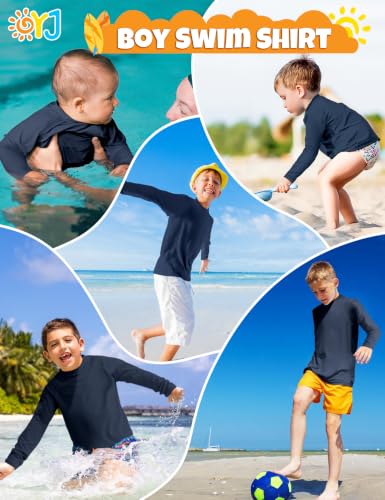 Image of Boys Rash Guard Swim Shirt Long Sleeve Rashguard UPF+ 50 SPF Sun Water Surfing Shirts for Toddler Kids Youth Teen 2T-16Y