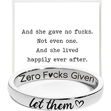 Let Them Zero Fcks Given Mantra Ring, Stainless Steel Engraving Stackable Self Worth Motivation Rings Encouragement Gift To Sorority Sisters/Best Friends