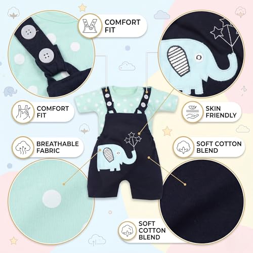 Image of Krishn Cotton Printed Dungaree Set | Kids Dress for Baby Boys and Baby Girls