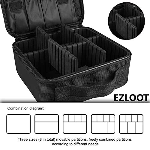 Image of Travel Makeup Case, Professional Cosmetic Train Cases Artist Storage Bag Make Up Tool Boxes Brushes Bags with Compartments Vanity Organizer (10 INCH(1 Layer), Black)