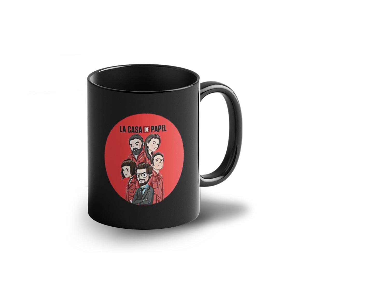 Lightning Hammerz Money Heist Coffee Mug with Print | La Casa De Papel Printed Black Color Coffee Mugs | Gift for Friends |330ml, Microwave & Dishwasher Safe