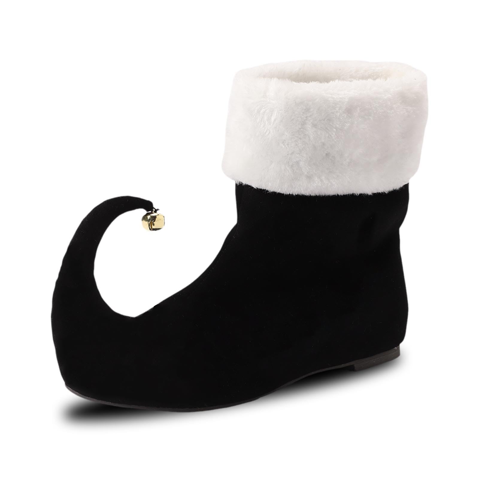 Generisch Weihnachtself Schuhe Weihnachts-elfenschuhe mit Glöckchen Unisex Festliche Clownschuhe Damen Herren als Kostüm-Accessoire für Weihnachten und Party Lustige Foto-Requisiten für Erwachsene
