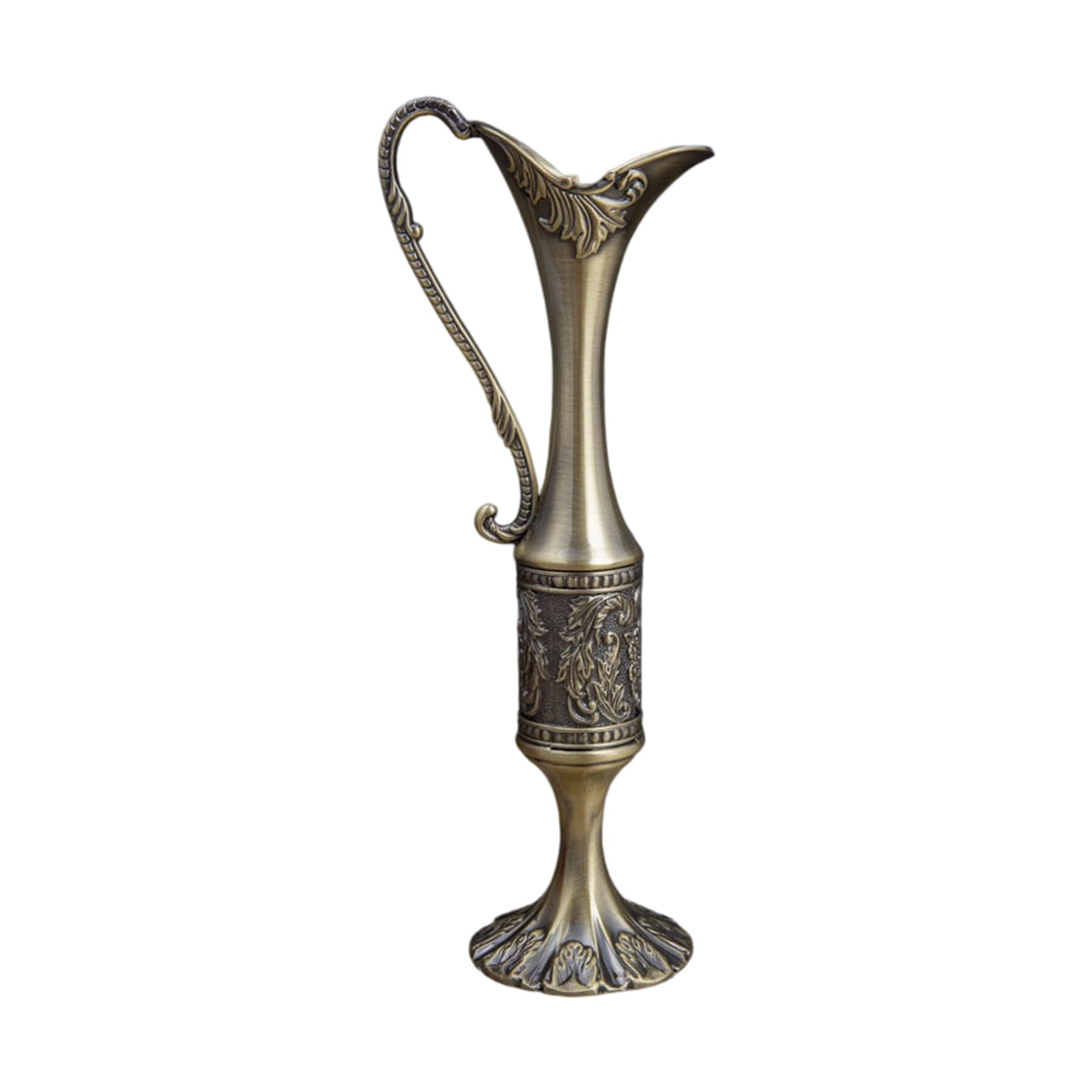 Ekoama European Engraved Narrow Neck Metal Vase Flower Arrangements Container Buds Vase For Home Table Centerpieces Decors