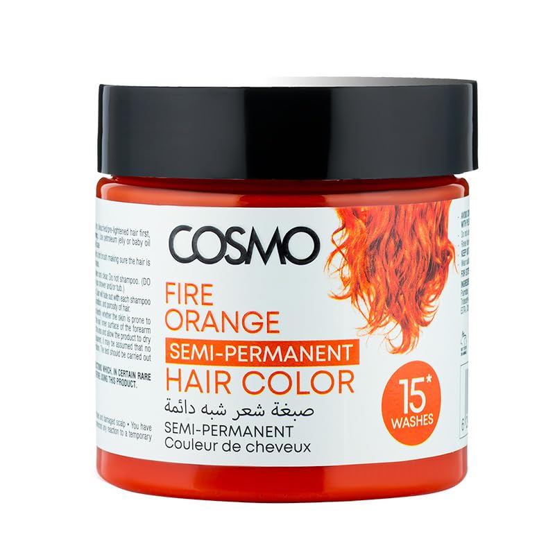 COSMO Semi-Permanent Hair Color – Ammonia-Free, Long-Lasting Color with Deep Conditioning Formula – Bold, Fade-Resistant Shine for All Hair Types – Easy Application - 120g, (Fire Orange)-image-6