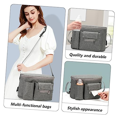 Bolsa multifuncional para pañales y organizador gris claro miniatura 3