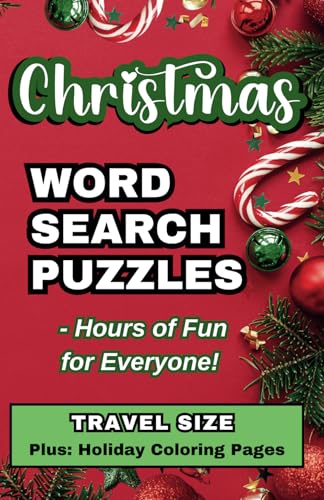 Travel Size Christmas Themed Word Search Puzzle Book - Plus Bonus Holiday Adult Coloring Pages: Hours of Fun for Everyone! Great Stocking Stuffer image 2