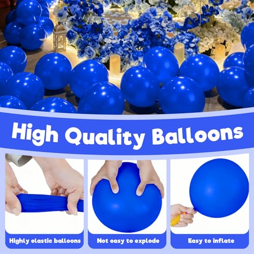 Image of Blue Balloons Blue Birthday Decorations - 100 Pack Balloon 12 inch for Birthday Graduation Baseball Nautical Retirement Bachelorette Patriotic Party Decorations