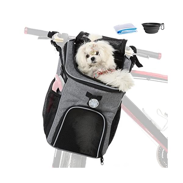 Himiway-Foldable-Dog-Bike-Basket-Breathable-Dog-Basket-for-Bike-Safe-and-Easy-Dog-Bike-Carrier-Backpack-Comfy-Padded-Shoulder-Strap-pet-Carrier-for-Bike-with-2-Open-Doors-for-Small-Medium-DogsCats Himiway Foldable Dog Bike Basket