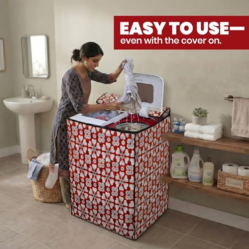 Image of DREAM CARE Waterproof & Dustproof Washing Machine Cover Top Load & Semi Automatic Suitable for 6 kg, 6.2 kg, 6.5 kg (80 x 86 x 51 cms)