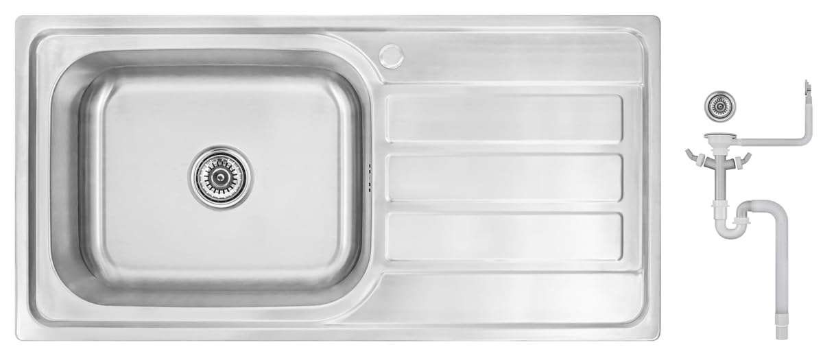100x50X20 Küchenspüle Edelstahl 304,1 Becken, XXL Becken 50x40,eckig,Spülbecken,Abtropffläche rechts