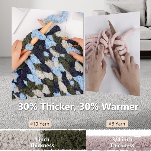 Image of Cozyful Chunky Yarn for Hand Knitting - #10 Chunky Chenille Blanket Yarn, Jumbo Big Thick Chunky Yarns for Crocheting, Tie Dye Bulky Knit Yarns, 8 Skein (20 yds 8 oz Each Skein), Multi Blue&& Green