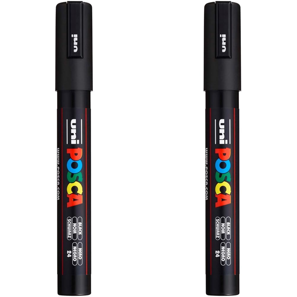 Uni-Ball- Posca Marcador, 1.8-2.5 mm, color a negro, 833238 (Paquete de 2)