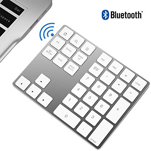 Preisvergleich Produktbild Zienstar-Bluetooth Zehnertastatur,Tragbares Kabelloses Externes Tastenfeld mit 34Tasten und Mehreren Tastenkombinationen für Computer,Laptop,Apple iMac,iPad,Android-Tablet,Smartphone-S...