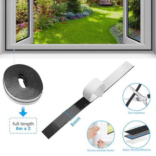 Cinkee Zanzariera Finestra Regolabile Fai da te 250x150 cm,Zanzariera Trasparente 2 pezzi | Zanzariera per Porte di Balconi e Giardini con Nastro-Adesivo, Senza Necessità di Forare,Bianco