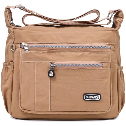 Image of Crossbody Bag for Women, Multi Pockets Waterproof Nylon Shoulder Handbag, Lightweight Crossbody Purse for Ladies