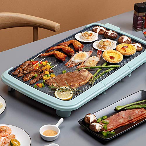 Elektrischer rauchfreier Tischgrill Antihaft mit 5 Stufen der Temperatureinstellung mit eingebauter Tropfschale Easy Clean abnehmbar (1500 W, 3-8