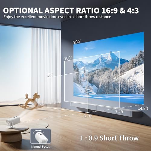 Mini Projector, Portable Projector 4K Support, Full HD 1080P Outdoor Projector, 270° Rotation Movie Projector, Compatible with Smartphone, TV Stick, Laptop, PS4, HDMI, USB (No WiFi or Bluetooth) - Image 4