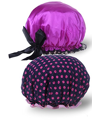 Mesehome Waterproof Shower Cap For Women & Men,Design Stylish Adult Environmental Large Shower Caps For Bath Spa(2 Pack)