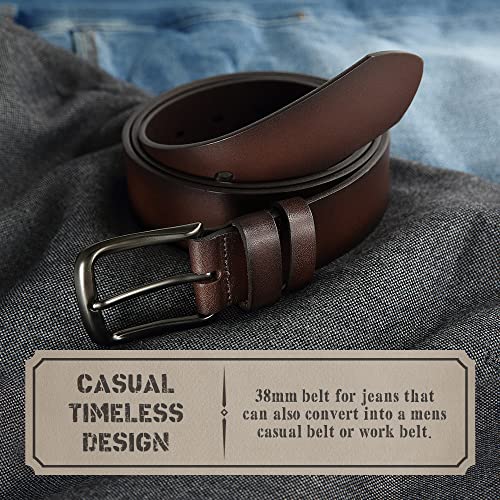Thick & Durable with Extra Loop - Full Grain Genuine Leather Belts for Men - Casual Belt Men 1.5" Width for Jeans4