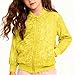 Girls Sequin Tops Coats Full Zipper Collar Long Sleeve Holiday Top Carnival Jackets Splicing Dressy Blouses Yellow