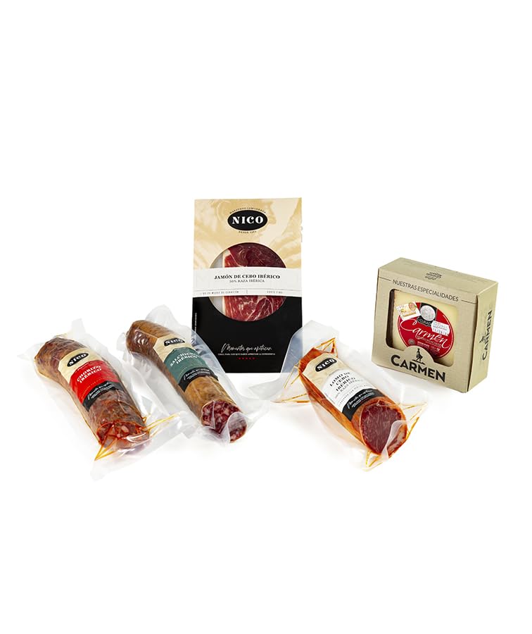 NICO JAMONES - Caja Ibérica Summum. Una selección gourmet con jamón, embutidos y queso manchego que celebra la esencia del sabor ibérico. 1.8Kg