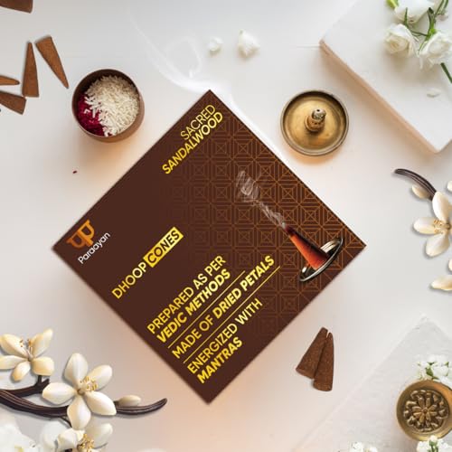 Image of Dry Dhoop Cones | 80 Cones | Pack of 4 | Fragrance Sandalwood | Bambooless Dhoop Cones for Pooja Organic Dhoop Batti Incese Cones for Puja and Home