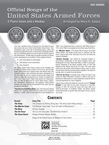 Official Songs of the United States Armed Forces: 5 Piano Solos and a Medley (Early Advanced Piano)