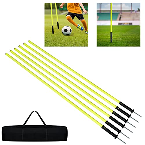 UISEBRT Slalom Poles - Set di aste da calcio, con custodia, per agilità e coordinazione, 1,8 m