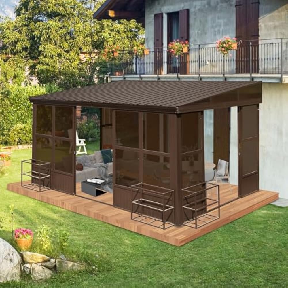 Domioutdoorliving Domi 10x12FT Sunroom, Wall Mounted Sunroom Kit
