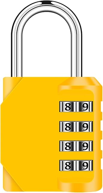 Combination Padlock ,4 Digit Combination Lock, Locker Padlocks with Code Heavy Duty Weatherproof Padlock Outdoor Combination Lock for School Gym Locker,Sports Locker,Fence, Toolbox,Gate, 1pcs Yellow
