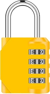 Combination Padlock,4 Digit Combination Lock, Locker Padlocks with Code Heavy Duty Weatherproof Padlock Outdoor Combination Lock for School Gym Locker,Sports Locker,Fence, Toolbox,Gate, 1pcs Yellow