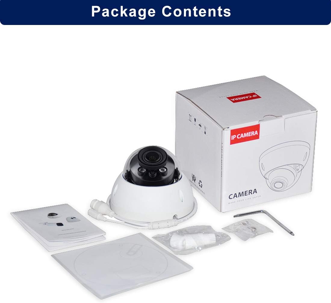 Up To 40% OFF 4MP PoE IP Network Camera HDBW4433R-ZS, 2.7mm~13.5mm Varifocal Motorized Lens,5X Optical Zoom, 2K HD(2592×1520), Outdoor Surveillance Dome Camera,IR Night Vision 98ft,SD Slot,IP67,IK10,WDR