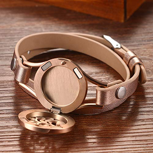 Image of Cupimatch Essential Oil Diffuser Bracelet Wristband, Stainless Steel Aromatherapy Locket Bracelets Adjustable Leather Band with 10 Color Pads Jewelry Gift Set for Girls Women
