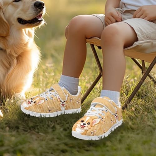Kids Running Shoes Walking Sports Athletic Tennis Sneakers for Boys Girls Cute Dog Pattern White Sole3