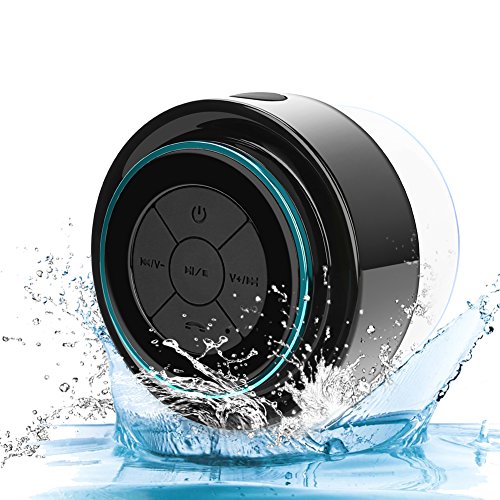 GoodPro Bluetooth Shower Speaker Portable Wireless Waterproof Speaker HD Sound and Bass Suction Cup Hands-Free Built-in Mic 002 (Black)